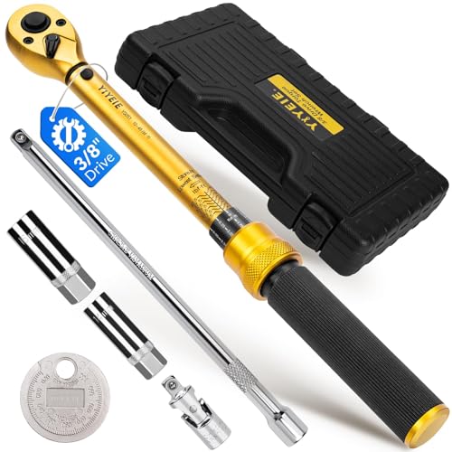 3/8-Inch Drive Torque Wrench Set, 5-50 FT.LB(6.8-67.8 Nm), Magnetic Spark Plug Socket Set, 12-Point Sockets 14mm & 16mm, Spark Plug Gap Tool, ±3% Accuracy, 72-Tooth Torque Wrench for Motor, Car Repair - size: 3/8″ 6PCS