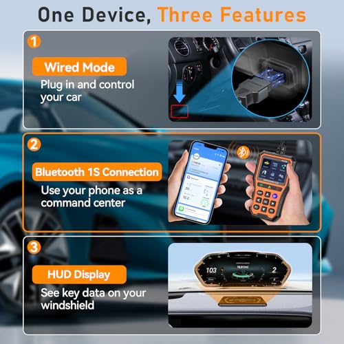 AMTIFO OBD2 Scanner Bluetooth Diagnostic Tool - iOS/Android Compatible, Real-Time Data, Battery Tester, Plug and Play, Emissions Readiness for Car Owners & Mechanics
