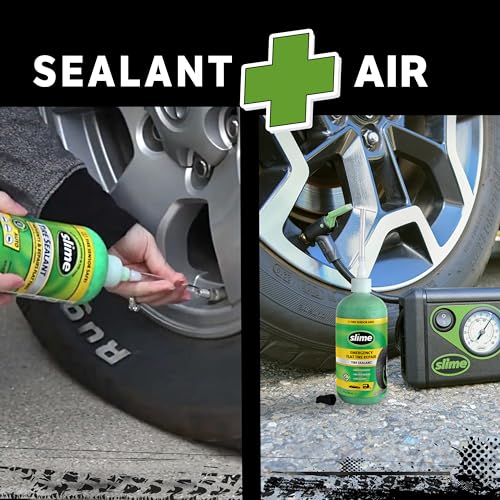 Slime 50107 Flat Tire Puncture Repair, Smart Spair, Emergency Kit For Car Tires, Includes Sealant And Tire Inflator Pump, Suitable For Cars And Other Highway Vehicles, 15 Min Fix - size: No Size, style: Smart Spair
