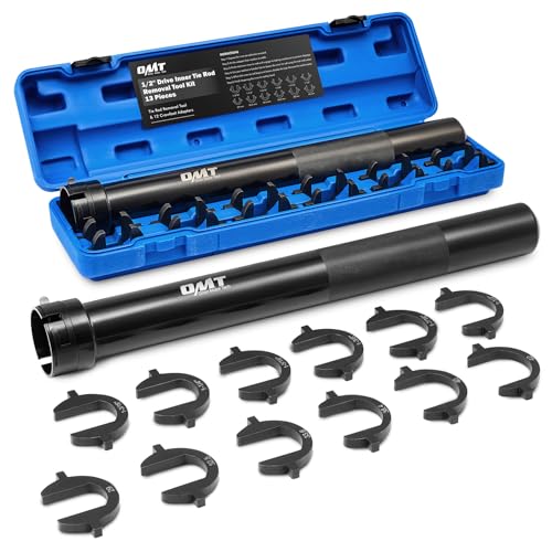 Orion Motor Tech Inner Tie Rod Removal Tool Kit, Inner Tie Rod Tool for Tie Rod Removal and Installation, Master Inner Tie Rod Tool Set with 12 Crowfoot Adapters 1/2 Inch Drive Tube and Tool Case (BK) | Master Inner Tie Rod Tool Set with 12 Crowfoot Adapt