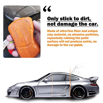 Car Clay Bar 4 Pack 400g, Premium Grade Clay Bars Auto Detailing Magic Clay Bar Kit with Towel Clay Bar Cleaner with Washing and Adsorption Capacity for Car Wash Car Detailing Clean,RV,Glass Cleaning