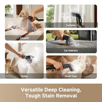 DREAME N20 Steam Carpet Cleaner Machine with Steam & Hot Water Wash, Portable Upholstery Cleaner with Self Cleaning, 17Kpa Suction, Perfect for Pet, Car, Auto, Carpet, Rug, Auto-Mix Solution - size: N20 Steam