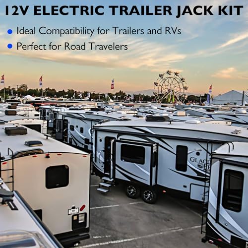 1824200100 Electric Powered Trailer Jack Kit - 12,000 lbs, 12V, Heavy-Duty Powered Drive Kit with Single Speed Jacks and Control Switch - Weather-Resistant for RVs, Campers, and Trailers