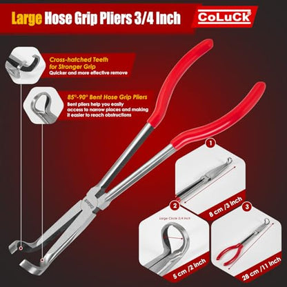 4Pcs 11" Hose Gripper Plier Hose Remover Set,5/16-Inch, 1/2-Inch, 3/4-Inch Dia, Offset Spark Plug Boot Removal Pliers Serrated Jaws for Cannon Plug Removal Tool Hard to Reach Narrow Spaces - size: 4-Piece Set
