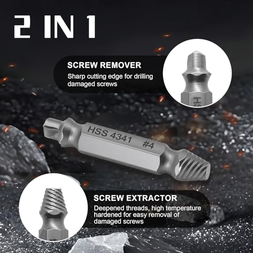 Damaged Screw Extractor Set 6PCS, Stripped Screw Extractor, Easy Out Removal of Rusty Broken Screws Bolts, Gifts for Men - size: 6 Piece