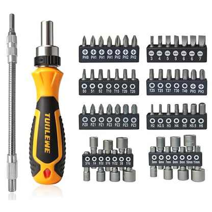 58-Piece Ratcheting Screwdriver Set with Flexible Shaft | Socket & Magnetic Bits - for Bike Repair, Automotive, Household, and DIY Projects - style: 58pcs Ratchet Screwdriver Set