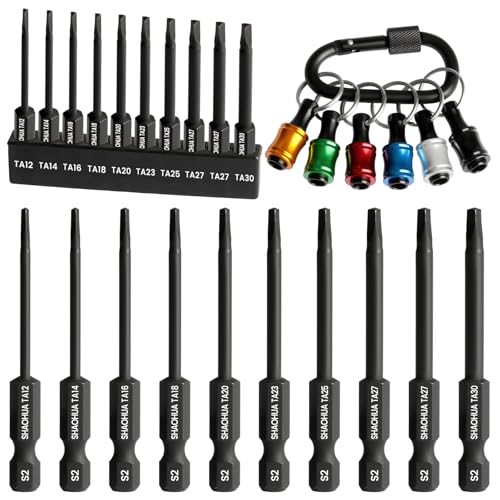 10PCS Triangle Screwdriver Set with Drill Bit Holder Key Chain, Triangle Screwdriver Bit Set, S2 Steel Screwdriver Set,1/4 Hex-Shank Drill Bit Set, TA12/14/16/18/20/23/25/27(x2)/30 - style: H. Triangle Screwdriver Bits