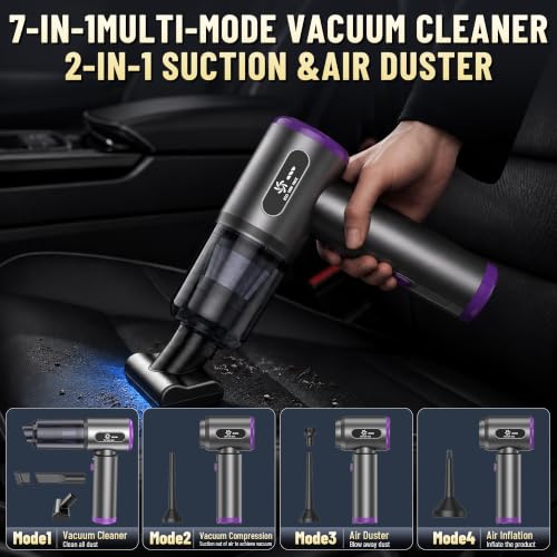 Car Vacuum Cleaner,Handheld Vacuum,20000PA High Power - color: Gray and Purple