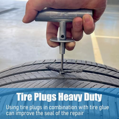 30 PCS Tire Plugs Heavy Duty (4" x 0.24") with Tire Glue | Using tire plugs in combination with tire glue can improve the seal of the repair