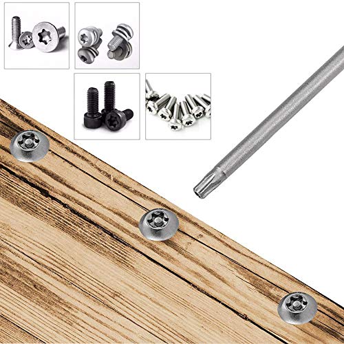 Mesee 8Pcs Long Torx Screwdriver Bit Set, 1/4 Inch Hex Shank T8-T40 Security S2 Magnetic Star Torx Head Screw Screwdriver Drill Bits Accessory Tool | 150mm Length - size: 150mm