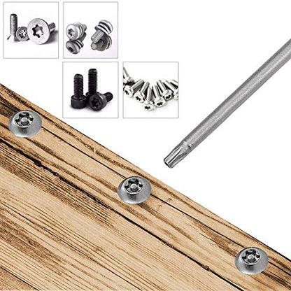 Mesee 8Pcs Long Torx Screwdriver Bit Set, 1/4 Inch Hex Shank T8-T40 Security S2 Magnetic Star Torx Head Screw Screwdriver Drill Bits Accessory Tool | 150mm Length - size: 150mm