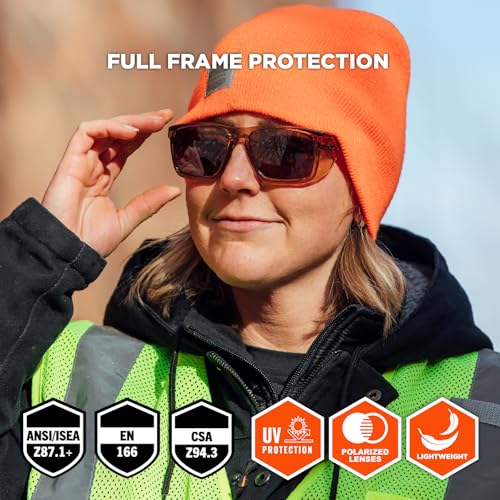 Ergodyne Skullerz SIXTEN Safety Sunglasses with Side Shields, Anti Fog - color: Bronze Mirror Lens