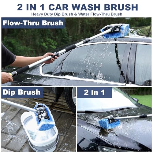 Car Wash Brush with Long Handle for Car Truck Boat RV SUV Washing (Blue, 54") - color: Blue, size: 54"