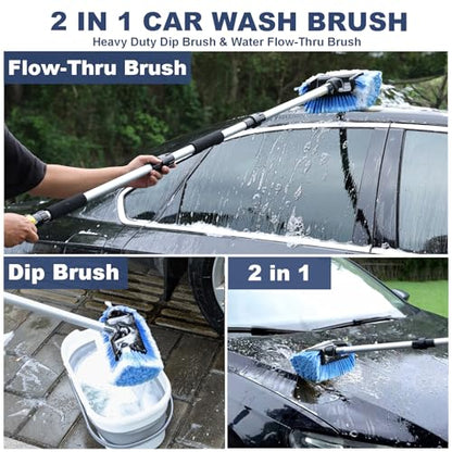 Car Wash Brush with Long Handle for Car Truck Boat RV SUV Washing (Blue, 54") - color: Blue, size: 54"