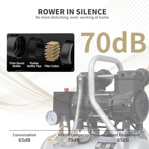 BairDplusL 3.2 Gallon Ultra Quiet Air Compressor 110V/60Hz 1.5HP 8.8CFM, MAX 115PSI Steel Tanks Oil-Free 70dB Noise Level Light & Quiet Portable Air Compressor for Auto Repair Spray Painting - size: 12L