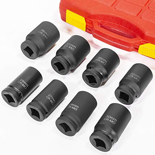 Stark USA 8-Pieces Jumbo Impact Stock Set Sizes 3/4" Drive Deep Socket Set SAE (2-1/16, 2-1/8, 2-3/16, 2-1/4, 2-5/16, 2-3/8, 2-7/16, 2-1/2 inch) Storage Case - style: 9 PCS SAE Sockets 26mm to 38mm