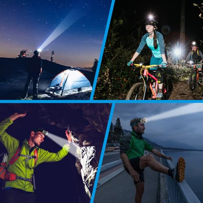 High Brightness LED Headlamp with Display Screen Rechargeable USB-C Waterproof Headlight with Runtime Indicator 4 Lighting Modes Light for Camping, Work, Hunting, Fishing (Mode 505 - White Light) - color: Model-505