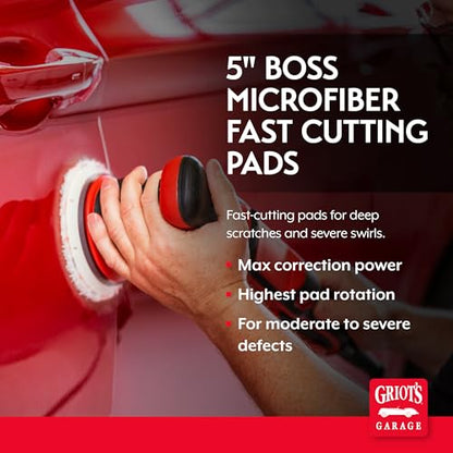 Griot's Garage BOSS Microfiber Fast Cutting Pads for Car Detailing, Polishing and Maximum Paint Correction, Orbital Polisher Buffing Pads, 5”, Set of 2 - size: 5 Inch Pads (Set of 2)