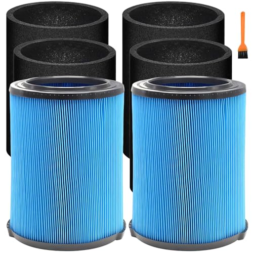 2-Pack VF5000 Replacement Filter Compatible with Ridgid 5-20 Gallon and Fits Husky 6-9 Gallon Wet Dry Vacuums, Fine Dust Filter with 4 Foam Sleeves, Fits WD06000 WD16250 WD20620 - color: VF5000(2+4)