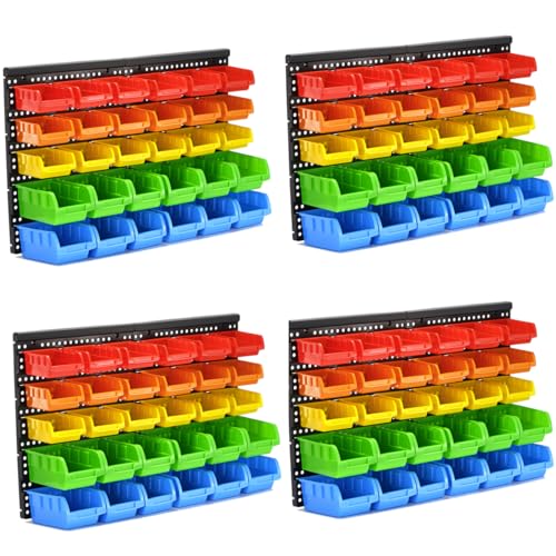 5 Colors Wall Mounted Storage Bins kit, Tool Organizer Bins Parts Rack, 30-Bin Organizer Shop Storage Rack 4 Set - size: 50.4inch*32.4inch, style: Style-501