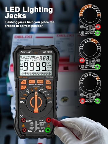 Multimeter Digital Multimeter, 9999 Counts DC AC Voltmeter and Ohm Volt Amp Tester, Auto-Ranging Fast Accurately Measures Voltage Current (DC/AC Current)