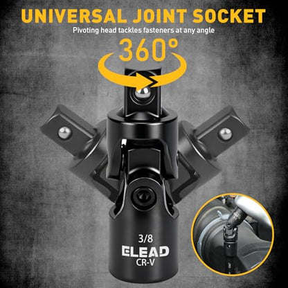 4-Piece 3/8" Drive Socket Extension Bar Set, 3, 6, 10 inch Professional Extension Set, 3/8 Inch Drive Universal Joint Socket, Premium Cr-V Steel Sockets Wrench Extender - style: 4-Piece 3/8" Socket Extension Bar Set