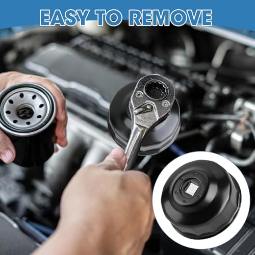 UTV Oil Filter Wrench, ATV Oil Filter Cap Wrench Compatible with Polaris Sportsman, Ranger, RZR Models, 65mm 14 Flute 3/8" Socket