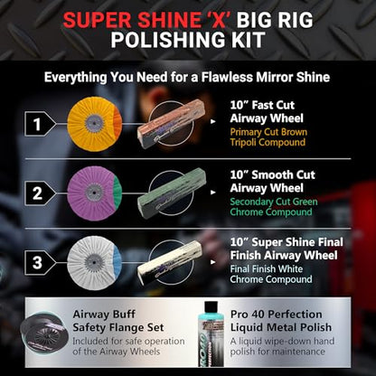 Zephyr - Super Shine X Big Rig Aluminum Polishing Kit - Metal Polishing Kit Made for Big Rigs, Fuel Tanks, Wheels & More - size: Super Shine 'X' Big Rig Kit