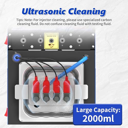 BELEY V308 Fuel Injector Cleaner Tester Machine with Heated Ultrasonic | 4-Cylinder Injector Cleaner Featuring Visual Spray Pattern, Flow Rate & Leak Test for 12V Gasoline Car & Motorcycle Injectors - size: ‎Standard Fuel lnjector