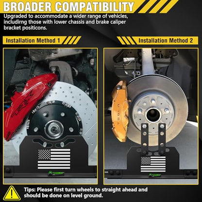 2026 Upgraded Wheel Alignment Tool, 2 PCS Toe Alignment Tool Plates Without Removing Calipers, Wheel Alignment Kit with 2 Measuring Tapes, Compatible with Most Cars and SUVs