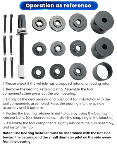 ATPEAM 19pcs Universal Front Wheel Drive Bearing Puller | Front Wheel Hub Removal Car Kit Set