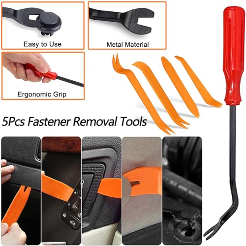 156Pcs Plastic Rivet Gun Kit, Professional Hand Riveter with 150 Nylon Rivets Clip (6 Sizes) & 5 Fastener Removal Tools, Universal Rivet Kit for Automotive/Electronics