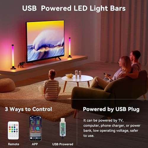 NBBUFF Led Light Bar with Music SynC Color Changing, Led Bar with App & Remote Control, RGB+IC & W Smart RGB Light Bar, USB Powered Led Lights, Dynamic PC Room Monitor Backlight Gaming, 2 Pack - size: 13 inches