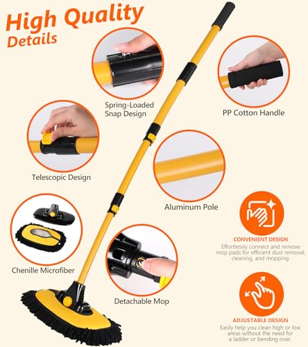 EVERRUSH 56.7" Car Wash Brush Mop Microfiber Car Washing Sponge with Long Handle