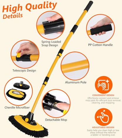 EVERRUSH 56.7" Car Wash Brush Mop Microfiber Car Washing Sponge with Long Handle