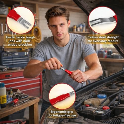5PCS Automotive Electrical Disconnect Pliers Kit with Leather Storage Case | High-Carbon Steel Connector Separator, Hose Clamp & Trim Clip Removal Tools, Professional Set for Auto Repair & Maintenance