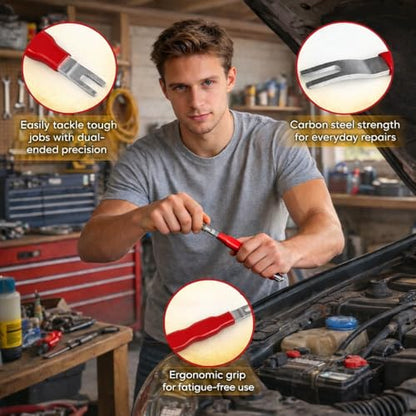 5PCS Automotive Electrical Disconnect Pliers Kit with Leather Storage Case | High-Carbon Steel Connector Separator, Hose Clamp & Trim Clip Removal Tools, Professional Set for Auto Repair & Maintenance