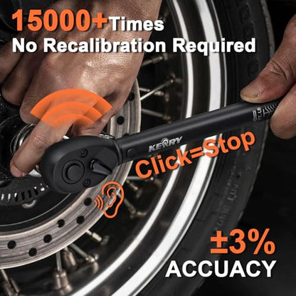 Kerry 1/4 3/8 1/2-Inch 3PCS Drive Click Torque Wrench Set, 3% Accuracy 20-240 in.Lb, 5-45 ft.Lb, 20-160 ft.Lb Dual-Scales Precision Tool, 72 Tooth Dual-Direction Calibrated Torque Tool for Bike, Car - size: 3pcs 1.67-20 FT.LB, 5-45 FT.LB, 20-160 FT.LB, st