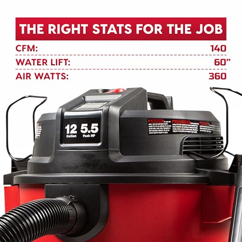 Vacmaster 12-Gallon 5.5 Peak HP Heavy-Duty Wet/Dry Vacuum - VJH1211PF 1101 - size: 12 Gallon