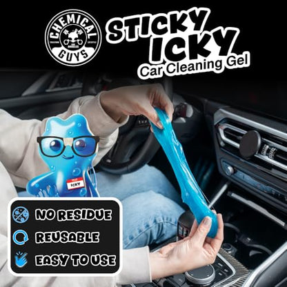 Chemical Guys, Sticky Icky Car Cleaning Gel, Green Apple, 4 Pk | Reusable car interior gel presses into vents, consoles and cup holders to lift dust and crumbs, fresh green apple scent - size: 3.5 Ounce (Pack of 4), style: Green Apple