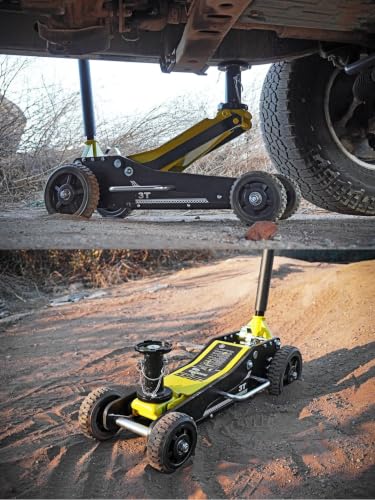 JEGS Heavy Duty 3-Ton Hydraulic Off-Road Floor Jack with Large Wheels and Built in Skid Plate