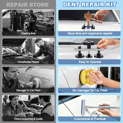 Dent Puller Kit 135Pcs 3-in-1 T-bar Slide Hammer Bridge Lifter | Paintless Dent Repair Kit, Hail Damage Removal, PDR Tool Kit, Car Body Repair, Slide Hammer Lifter, Fast Dent Remover