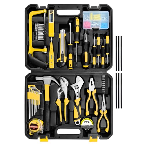 Tool Set,148-Piece Home Repair Tool Kit for Men Women College Students,Household Basic Hand Tool Sets with Case for Home Maintenance,Dorm Essentials,Auto Repair & DIY Projects - size: 148 pcs Yellow
