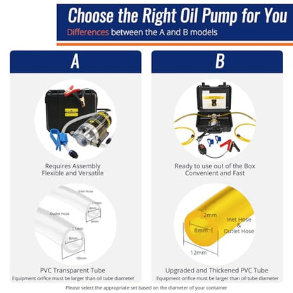 12/24V 100W Marine Engine Oil Extractor Pump, Upgraded Anti-Kink Hose, High Flow Oil Change Pump, Transmission Fluid Transfer Pump for Automotive, Boats, Jet Ski, Lawn Mowers DIY Oil Transfer - color: Engine Oil Pumps Set-02