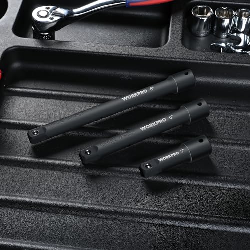 WORKPRO 1/2" Drive Impact Extension Bar Set, Socket Extensions | 3 PCS Socket Extensions, 3”, 6” and 8” Length, Premium Chrome Vanadium Steel - style: 1/2" DR