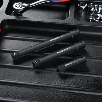 WORKPRO 1/2" Drive Impact Extension Bar Set, Socket Extensions | 3 PCS Socket Extensions, 3”, 6” and 8” Length, Premium Chrome Vanadium Steel - style: 1/2" DR