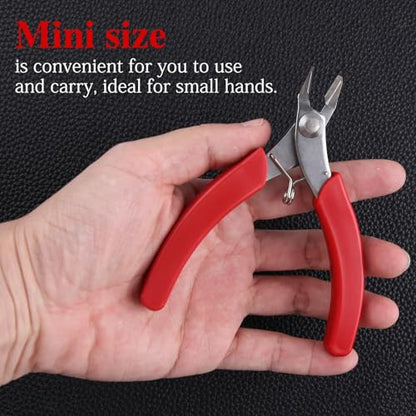 SPEEDWOX 2Pcs 4.5 Inch Mini Long-Nose Pliers 4.25 Inch Flush Cutters Tweezer Nose plier Mini Needle Nose Pliers Short-Nose Plier Wire Diagonal Oblique Side Cutters Steel Cutting Nippers Shear - size: 2 Pieces (4.5" Long Nose + 4.25" Flush Cutter)