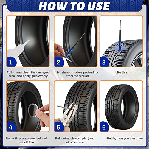 Frienda 24 Pcs Tire Patches Kit 1/4" x 1 7/8" Rubber Tire Repair Patch Mushroom Plug Kit Rubber Puncture Repair Plug for Car Motorcycle Truck Bus - size: 1/4" x 1 7/8"