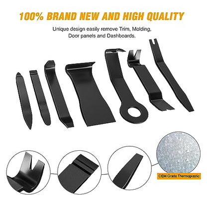 GOOACC 8PCS Auto Trim Scratch Removal Tool | Car Audio Dash Panel Window Molding Fastener Remover Tool Kit-Black - color: Black, size: 8PCS Trim Removal