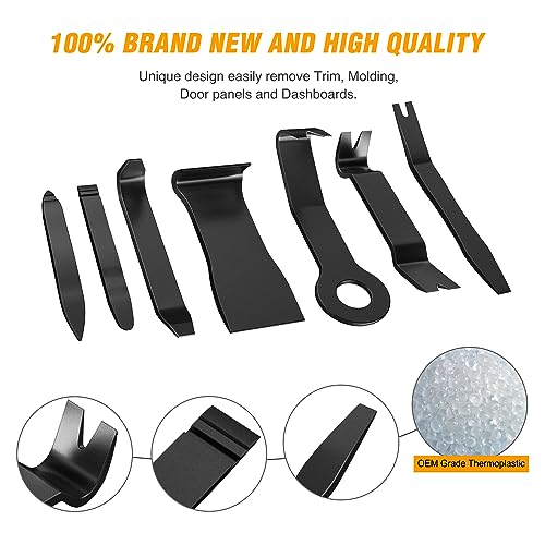 GOOACC 8PCS Auto Trim Scratch Removal Tool | Car Audio Dash Panel Window Molding Fastener Remover Tool Kit-Black - color: Black, size: 8PCS Trim Removal